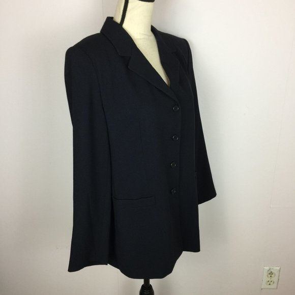 Vintage Talbots Blazer Suit Jacket Sizes 10 Womans Petite Navy Blue Long Sleeve - Picture 2 of 15